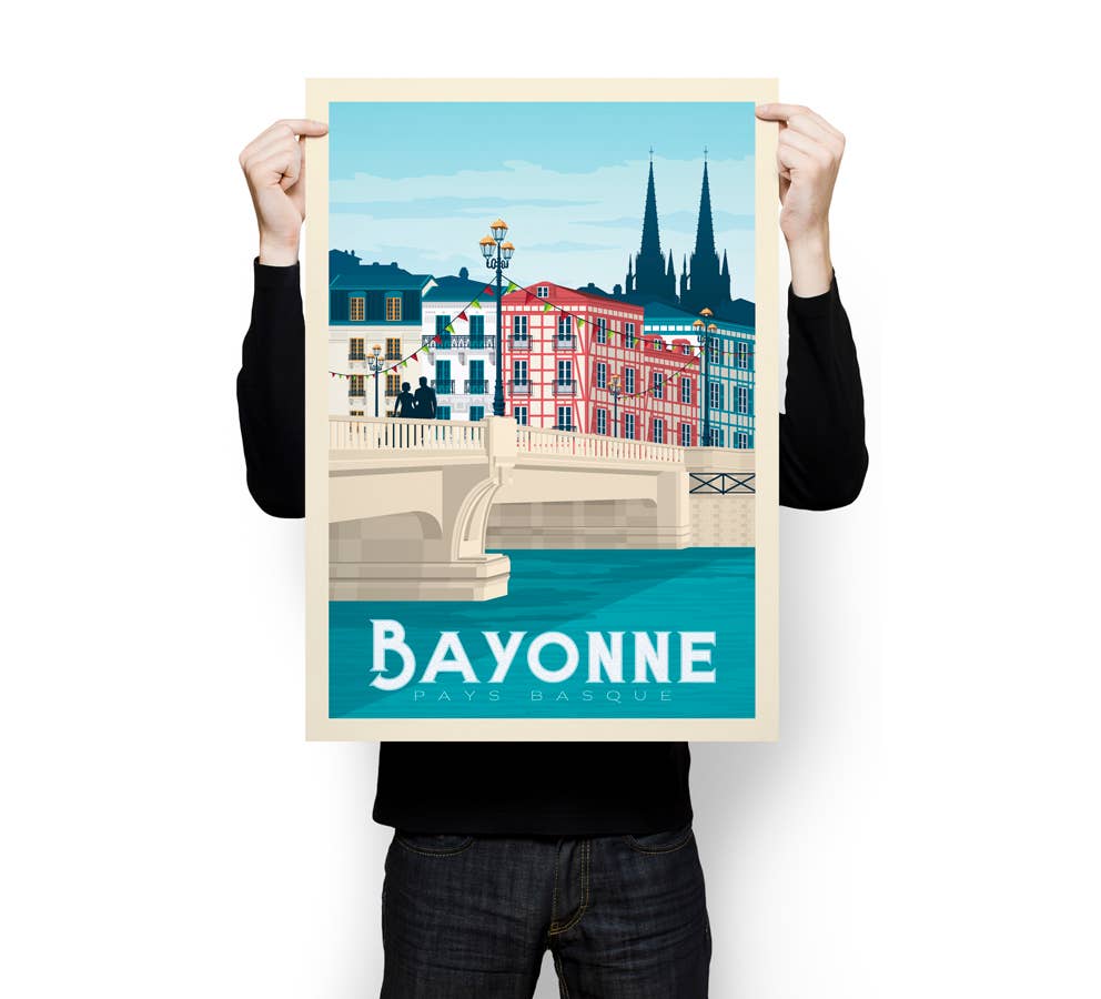 Olahoop Travel Posters - Wholesale Poster - Bayonne Basque Country - France travel poster3