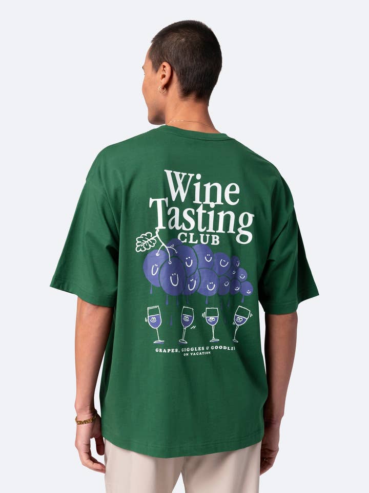 Wine Tasting T-Shirt - Bottle Green for wholesale on Faire