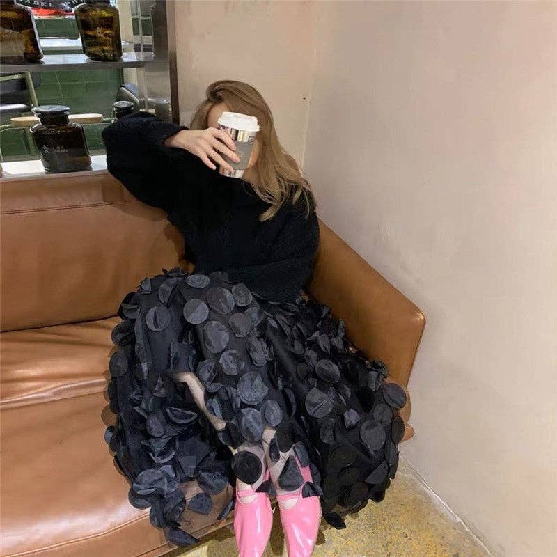 UZ Wholesale Store - Wholesale Skirt - Women's - Versatile High-Waisted Polka Dot A-Line Skirt2