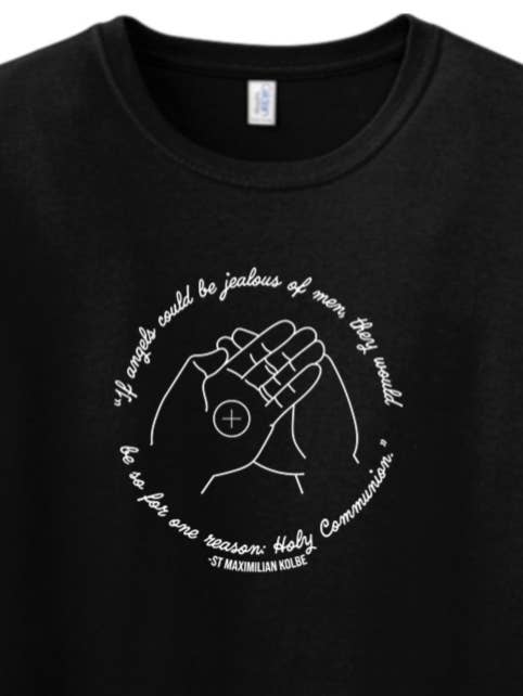 Si les anges pouvaient être jaloux - T-shirt adulte St. Maximilien Kolbe pour la vente par Sock Religious