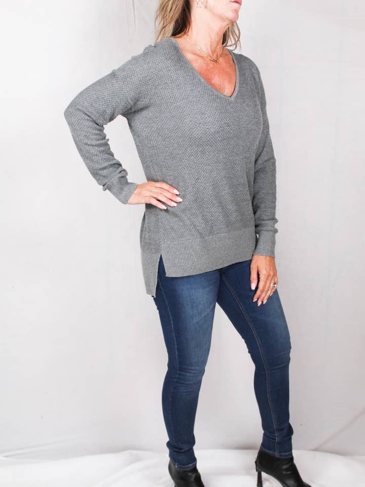 F22150-F - Flanell - Baby-Waffel-V-Ausschnitt-Pullover A2194 für den Großhandel von K & C Clothing, Inc.