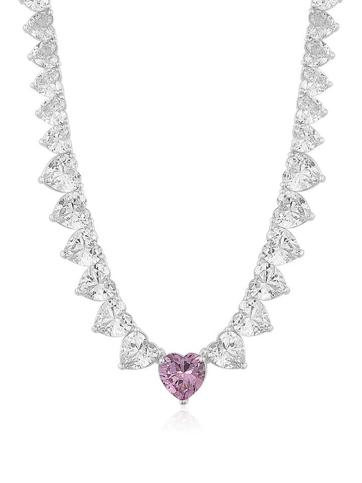 PINK HEART TENNIS NECKLACE for wholesale by LIMLIM