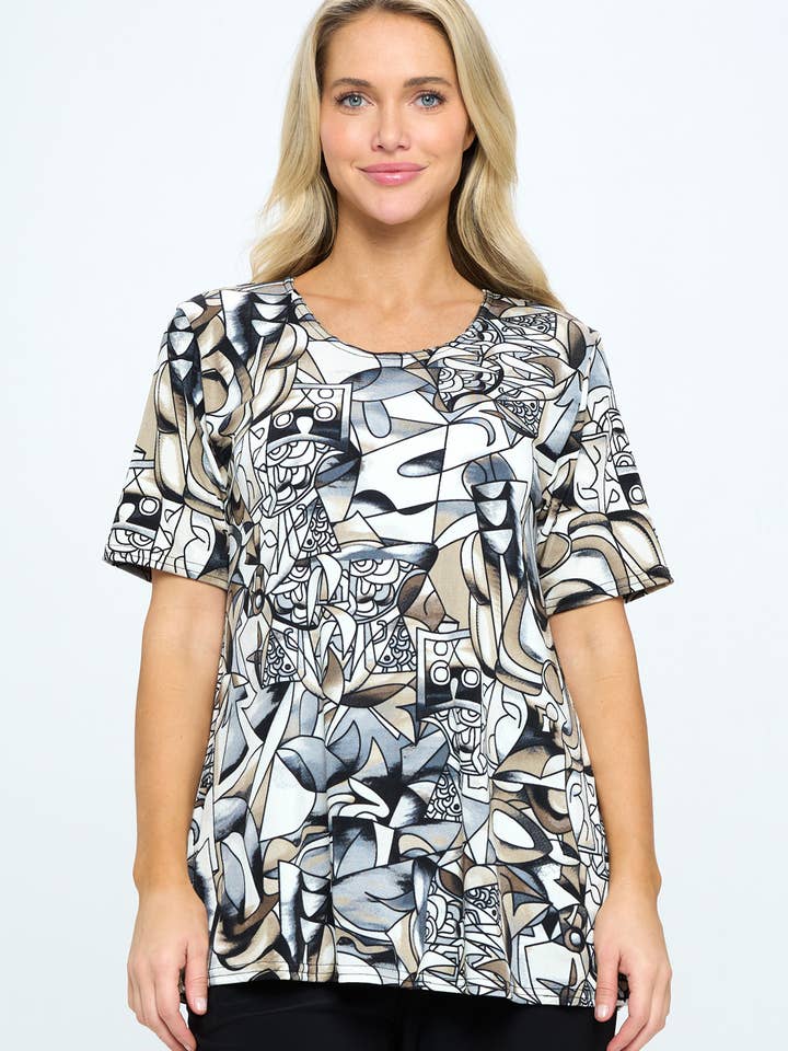 BNS Printed Vented Tunic Top-242BN-SRP1-W329 for wholesale by Jostar