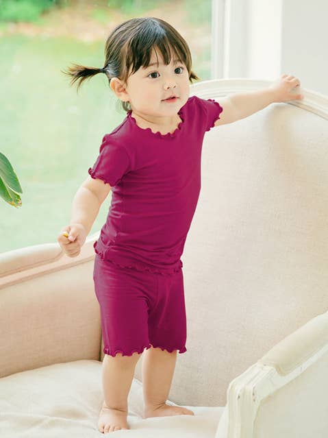 Vaenait Baby - Wholesale Sleepwear Set - Kids - Shirring Girl Short sleeve Viscose Pajama