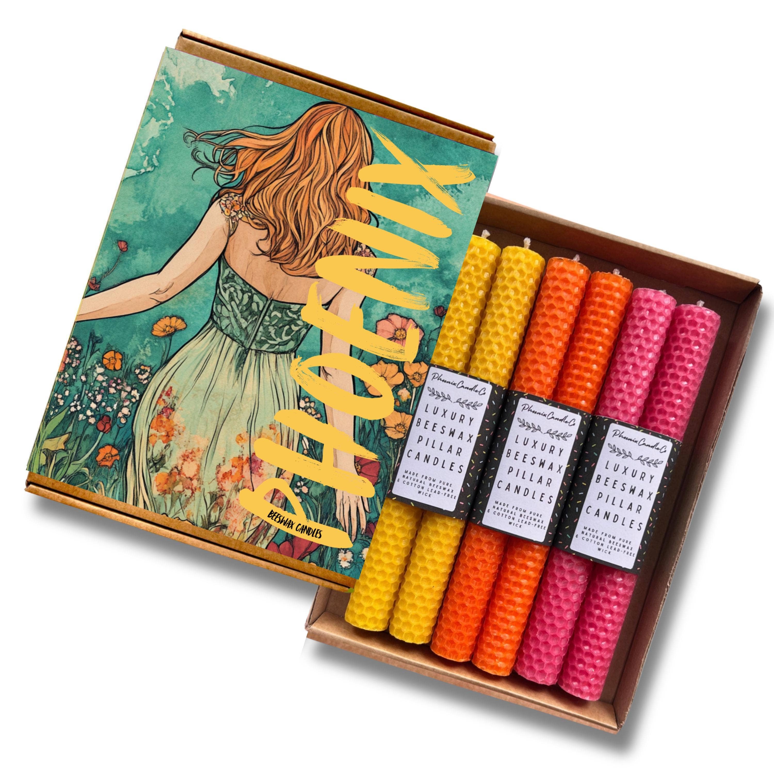 Phoenix Candle Company – wholesale Pillar candle – Hand-rolled Beeswax Pillar Candles, 8" (20cm x 1.8cm)0