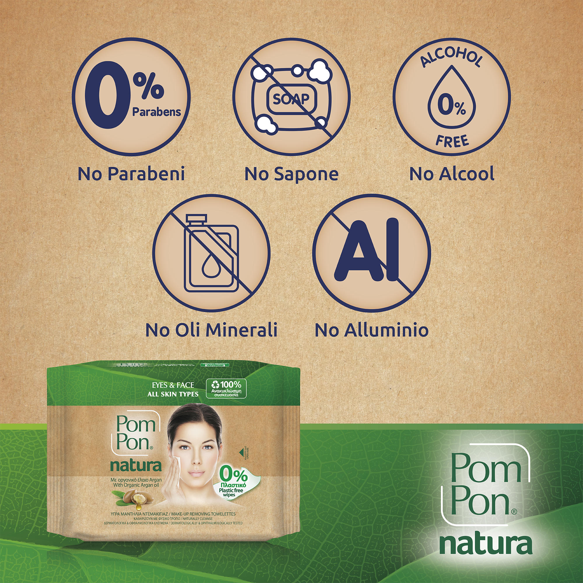 Babylino - Wholesale Makeup Remover - Pom Pon Natura Makeup Remover Wipes, Organic Argan Oil, 20 Units1