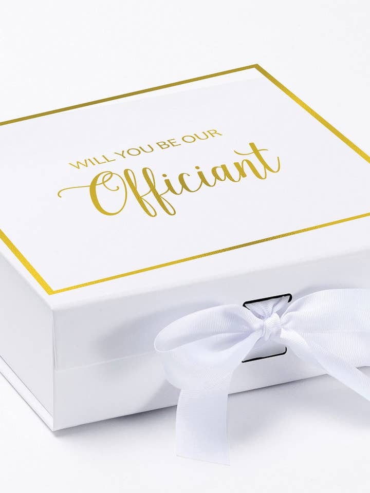 Will You Be our Officiant? Proposal Box White - Border for wholesale by tshirt unlimited