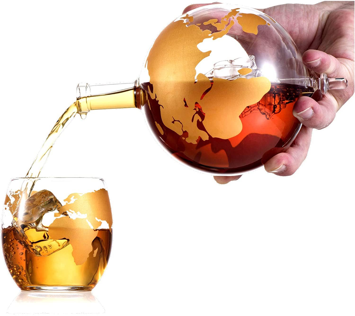 Bezrat - Wholesale Decanter - Colored Globe Decanter on Wood Base1