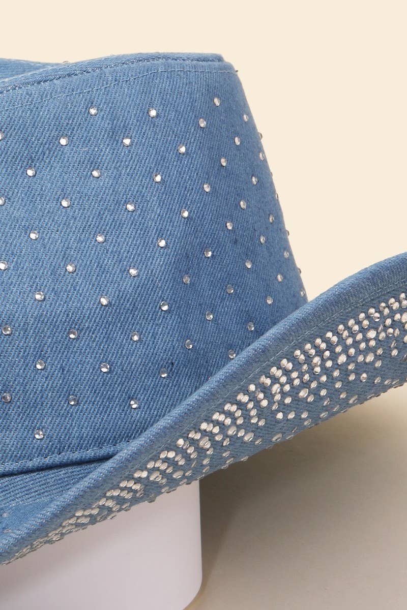 Anarchy Street - Wholesale Cowboy Hat - Women's - Rhinestone Studded Denim Cowboy Hat4