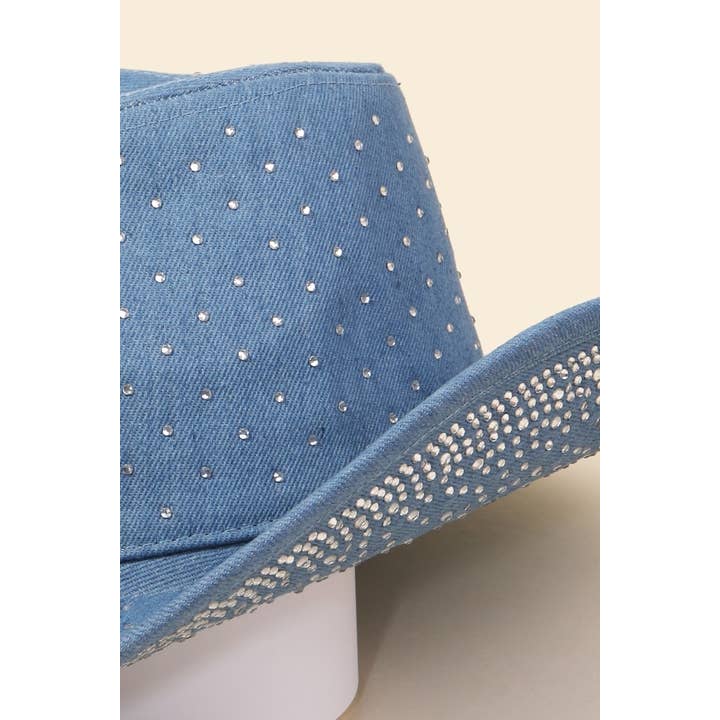 Anarchy Street - Wholesale Cowboy Hat - Women's - Rhinestone Studded Denim Cowboy Hat4