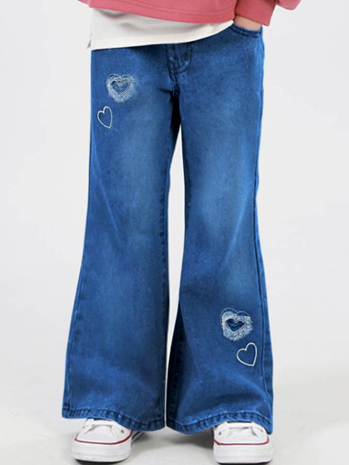 GDP-25-89441A Girl's Flare Jean w/ Hearts Applique for wholesale by Cutie Patootie Clothing
