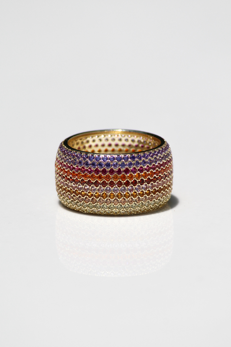 Native Gem – wholesale Cocktail/Statement Ring – Billionaire Ring - Ember Cigar Band Ring med 14K guld vermeil2