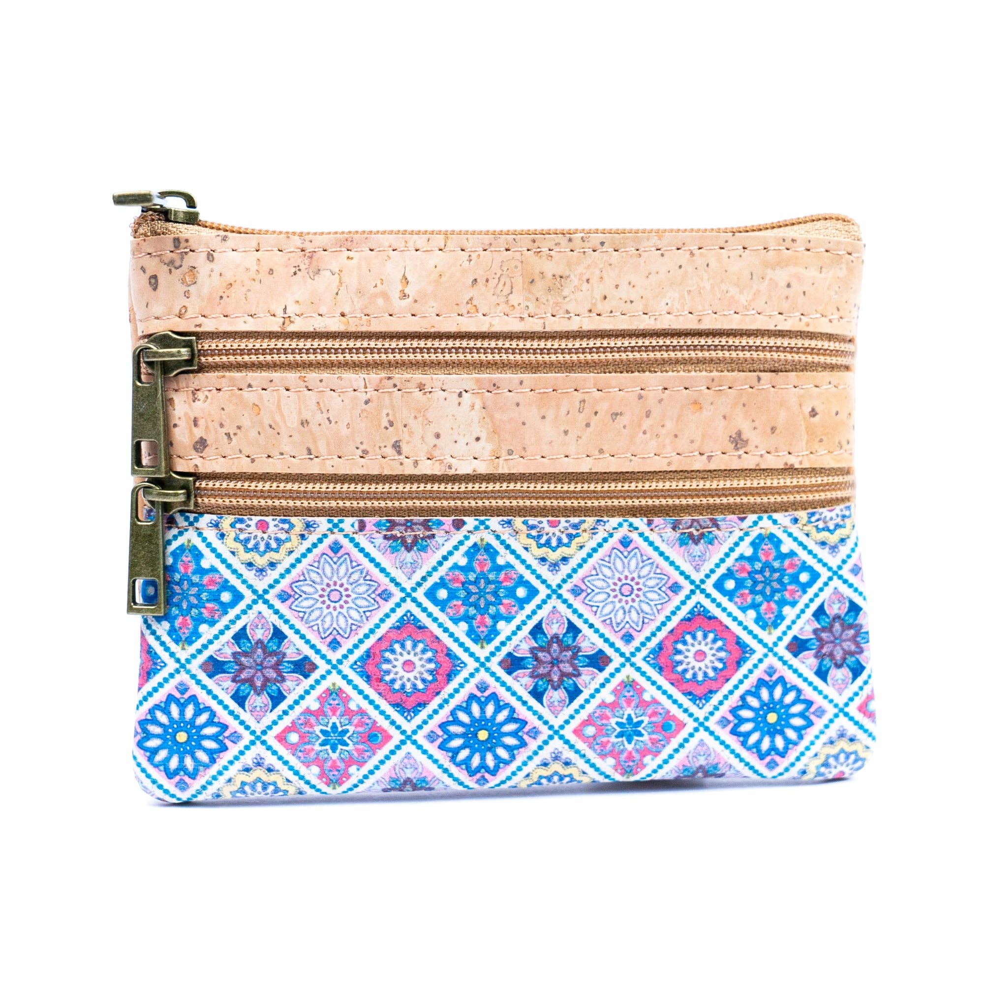 Meninas Bonitas Cork - Wholesale Wallet - Women's - Chic Printed Cork Mini Wallet with Triple Zippers for Women BAG-23274