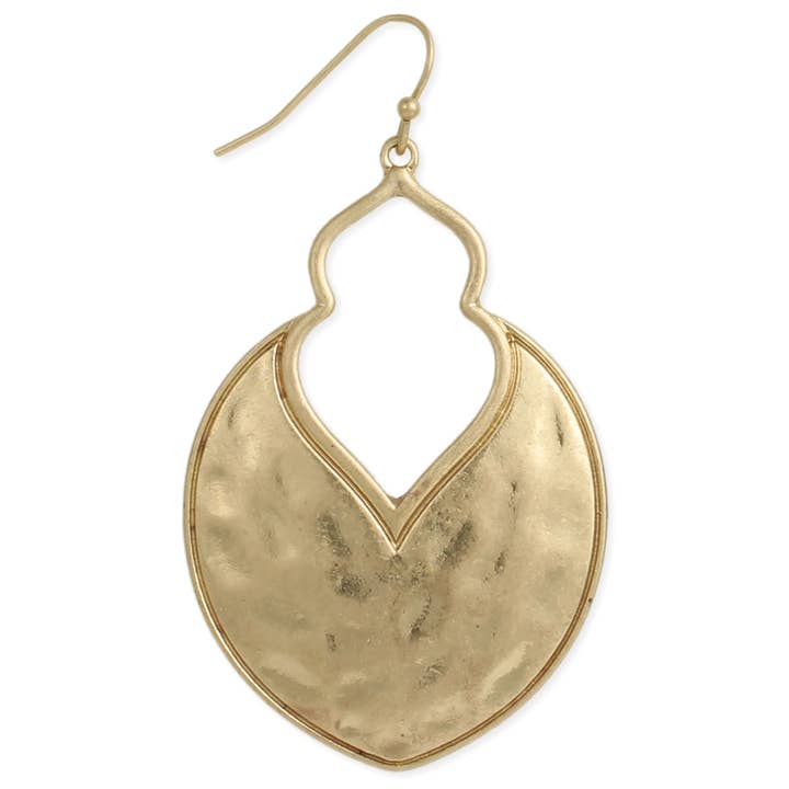 ZAD - Wholesale Dangle earrings - Gold Arabesque Hammered Earring1
