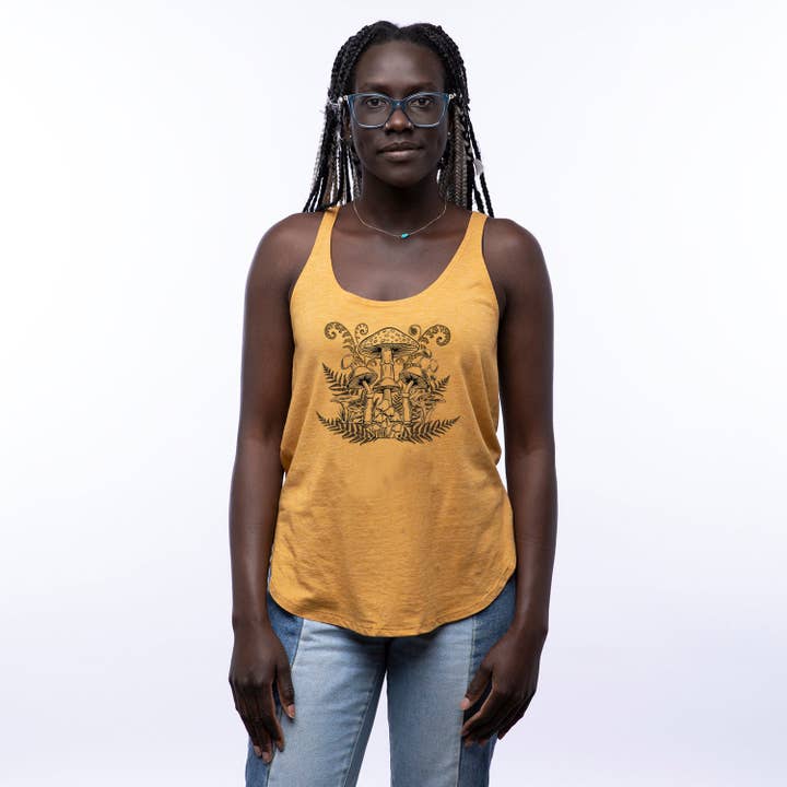 Camiseta de Tirantes de Champiñones | Color Mostaza | Serigrafiada para venta al por mayor de Counter Couture