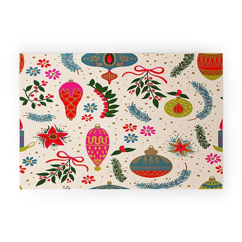 Emanuela Carratoni Christmas Vintage Decorations Welcome Mat for wholesale by Deny Designs