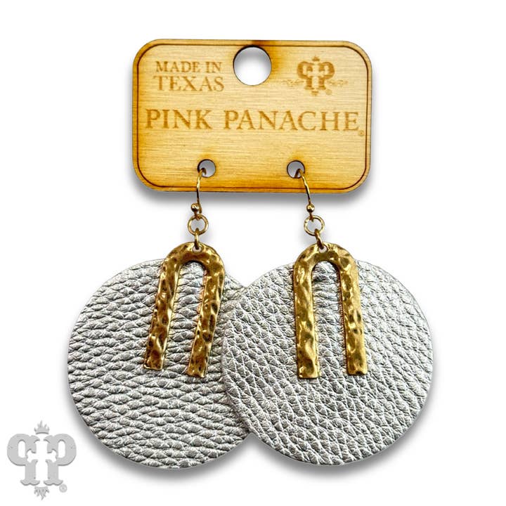 Pink Panache Brands - Wholesale Dangle Earrings - Pebbled leather circle earring - LC7