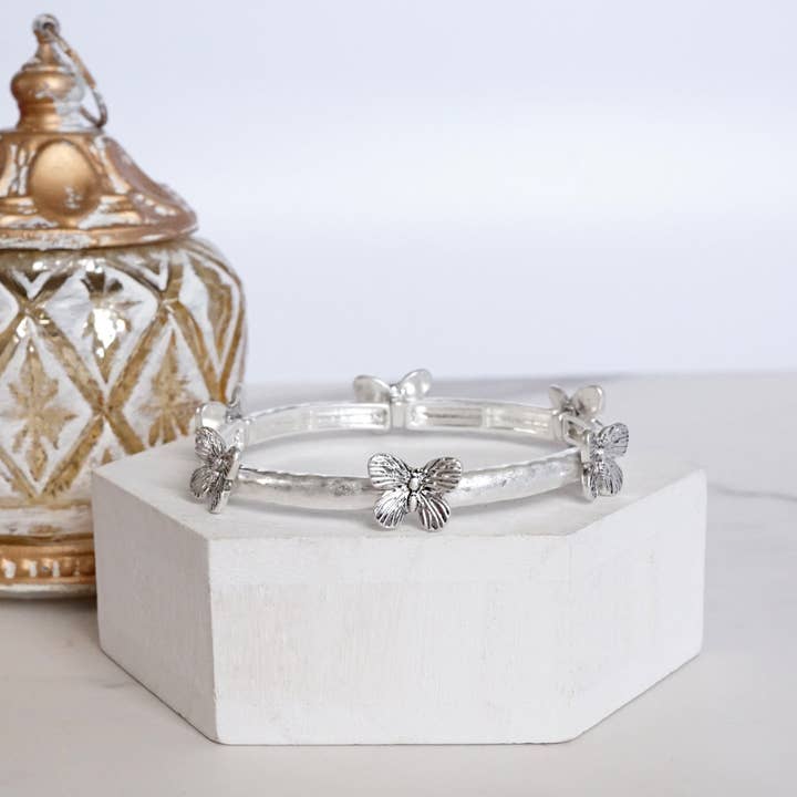 PennyLine inc - Wholesale Bangle Bracelet - Boho Butterfly Bangle – Worn Silver or Gold Tone