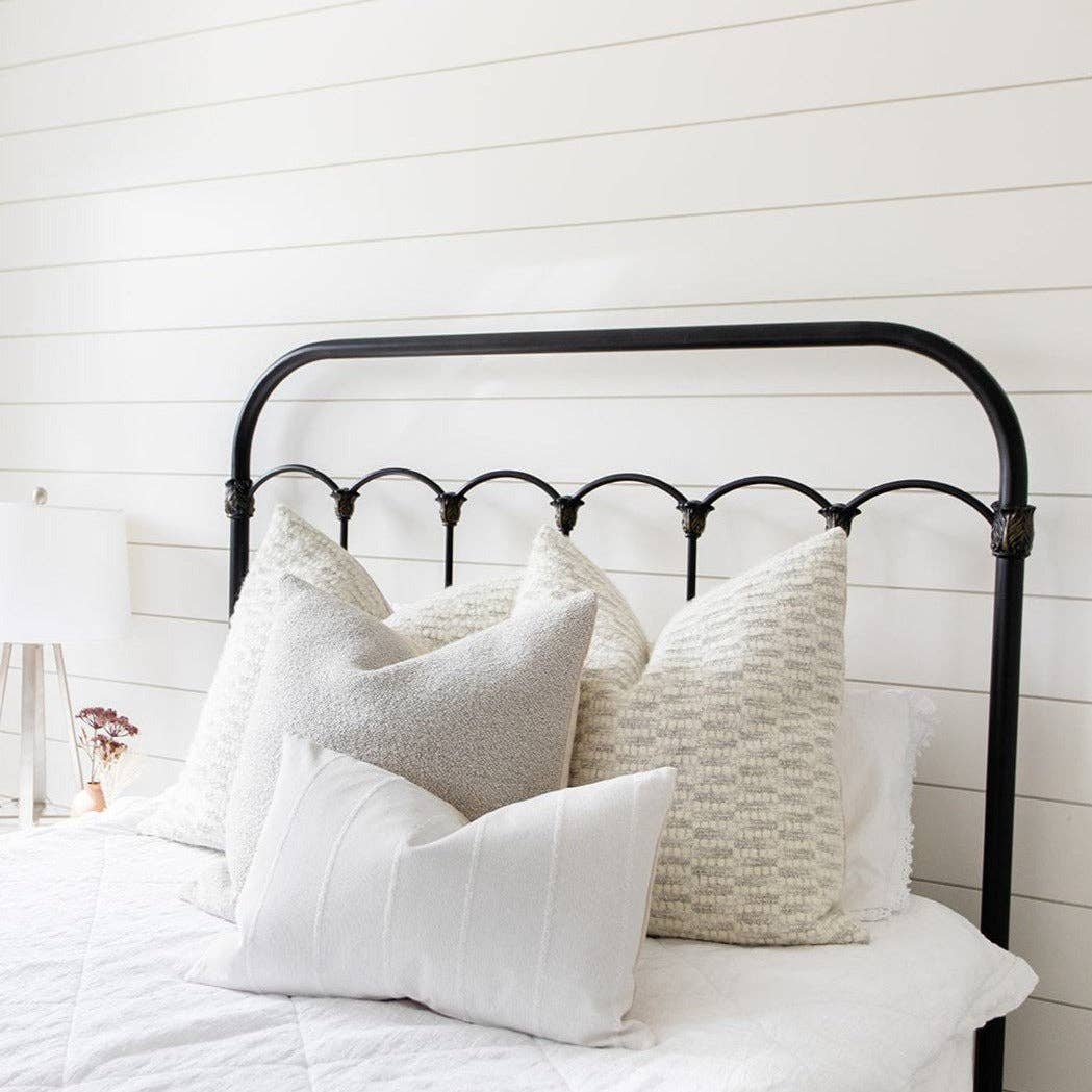 Linen & Ivory - Wholesale Throw Pillow Cover - OPAL || Light Gray & Ivory Woven Pillow Cover1