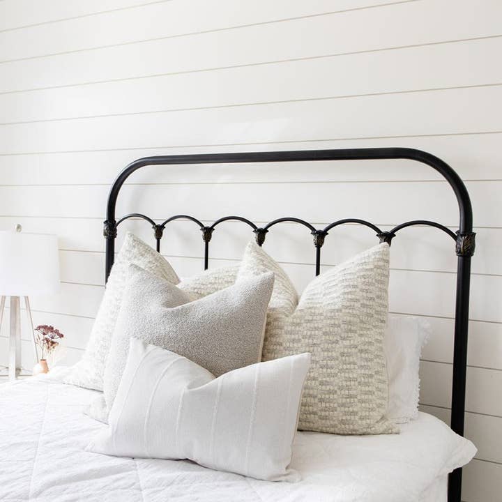 Linen & Ivory - Wholesale Throw Pillow Cover - OPAL || Light Gray & Ivory Woven Pillow Cover1