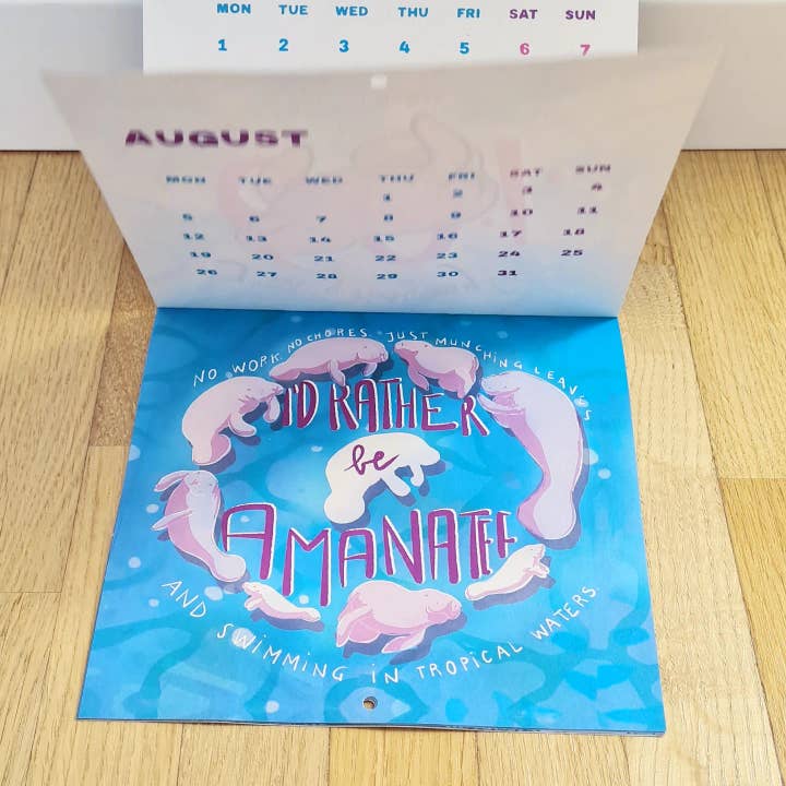 Tostoini - Wholesale Calendar - 2024 just manatees calendar - lamentino the manatee wall cal6