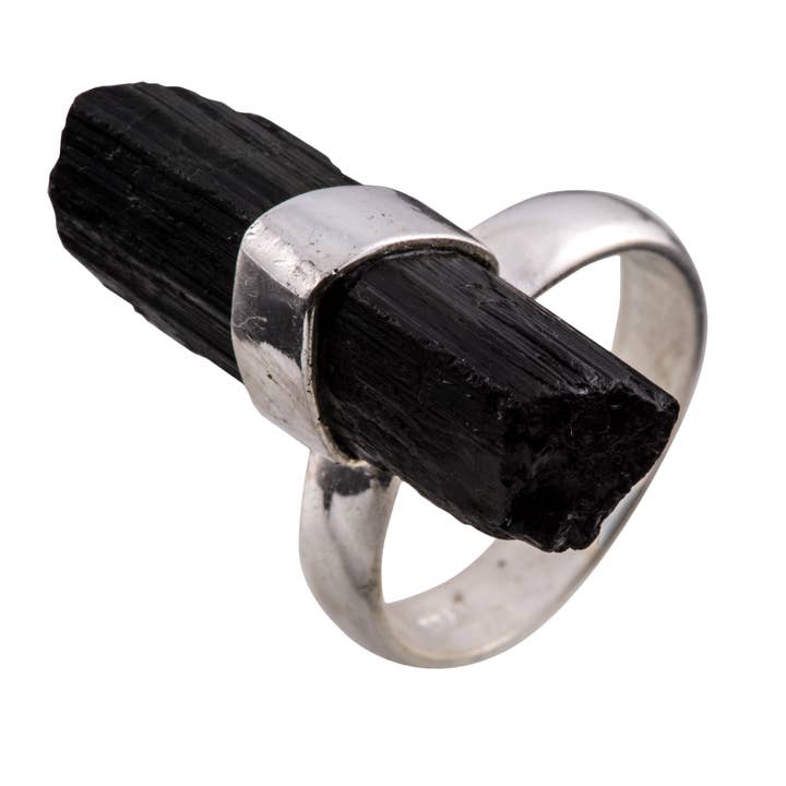 Purity Black Tourmaline Sterling Ring for wholesale by Saraswati Imports