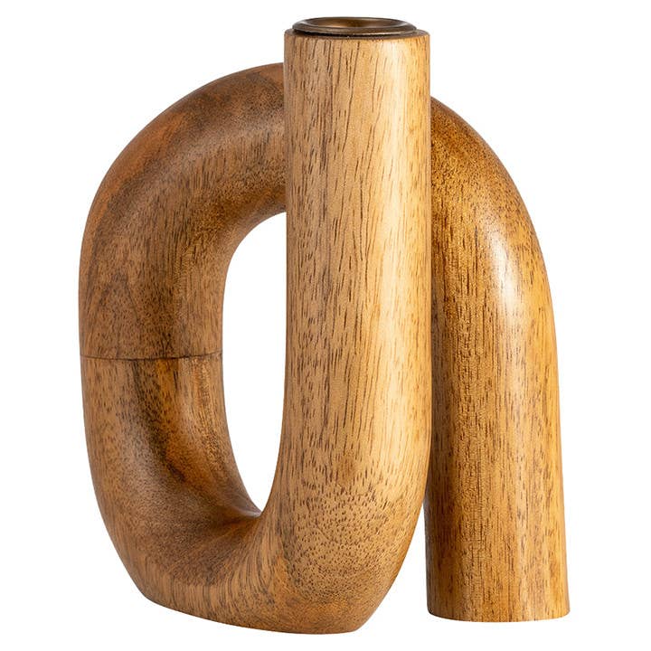 Wood Looped Taper Candle Holder - 6.5" for wholesale by Will's Company