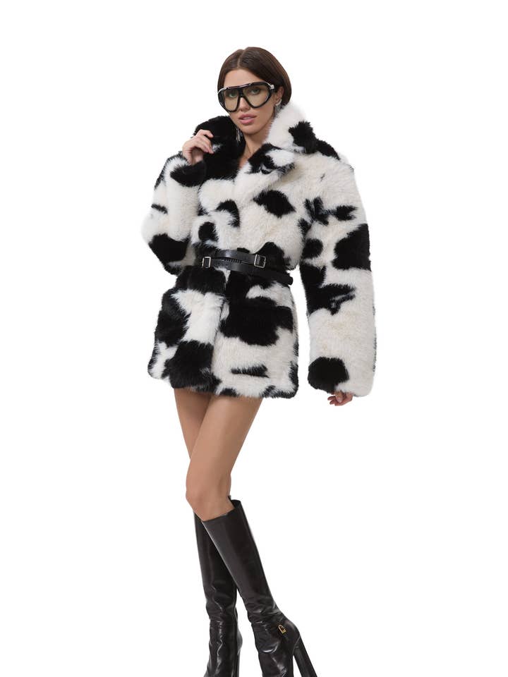 Livingston Pelsjakke - Kvægmønstret Pels for engroshandel hos AFRM