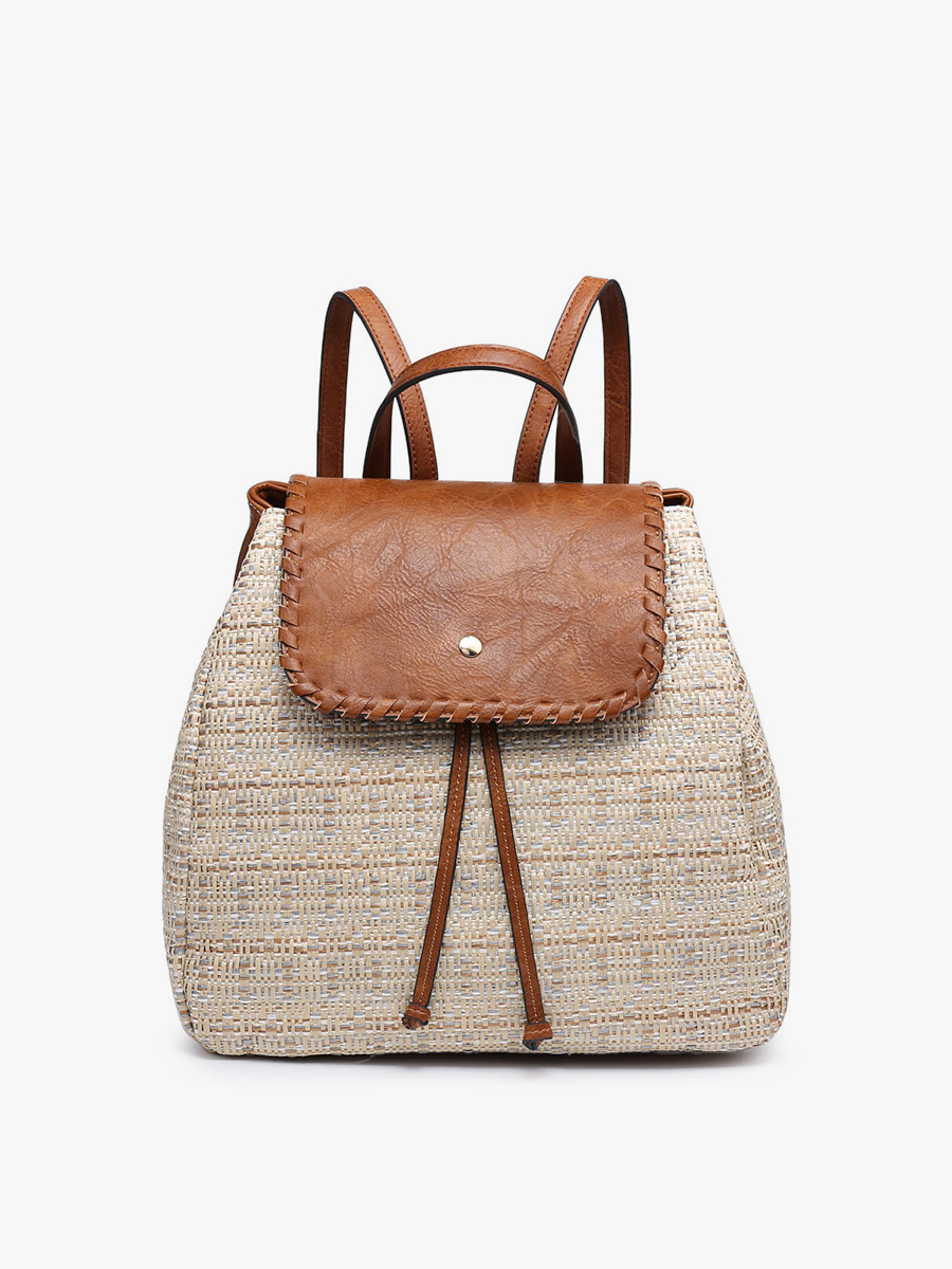 JNC RT (Jen & Co. Outlet) - Wholesale Backpack - Women's - BP1919 Saffron 2 Tone Straw-Textured Backpack2