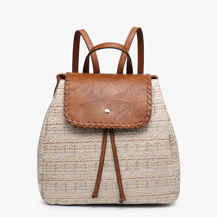 JNC RT (Jen & Co. Outlet) - Wholesale Backpack - Women's - BP1919 Saffron 2 Tone Straw-Textured Backpack2