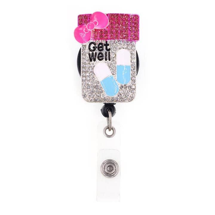 OUTSIDE THE BOX, LLC - Wholesale Badge Accessory - Women's - Get Well Pills Sparkle and Shine Rhinestone Badge Reel
