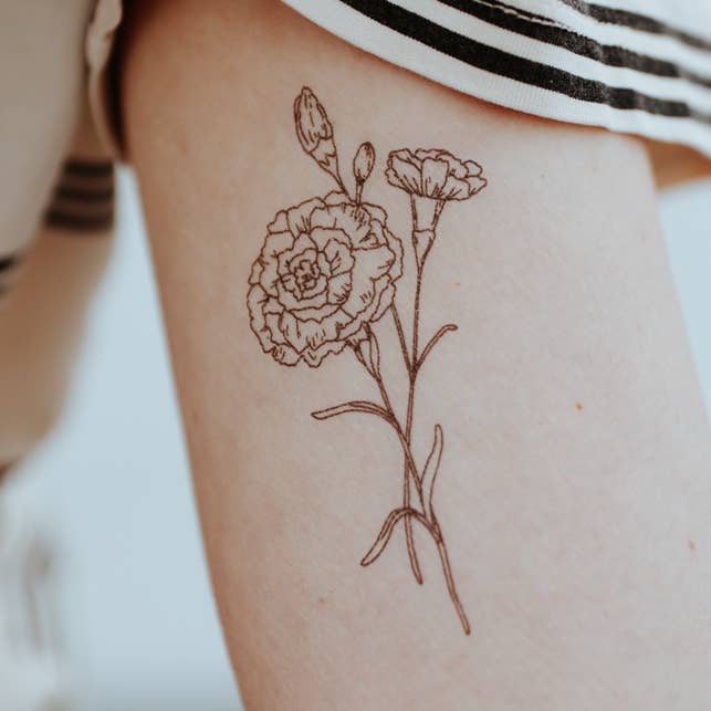 January Birth Flower - Carnation Temporary Tattoos for wholesale by Saint Tattoos