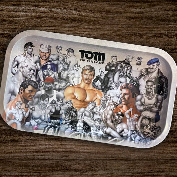 Tom of Finland Tin Tray (Queer, Gay, Rolling, Snack) for wholesale by Peachy Kings / Kweer Cards