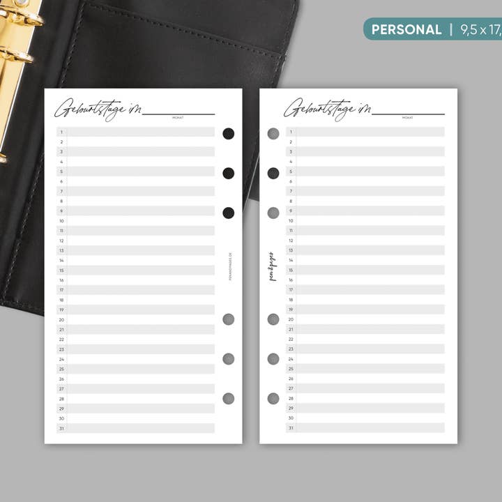 Födelsedagsblad för personliga ringpärmar – 9,1 x 17,1 cm för wholesale av pen & pages