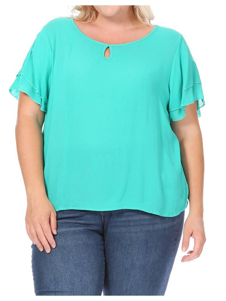 MOA COLLECTION - Wholesale Blouse - Women's - Women's Plus Size Short Sleeve Round Neck Blouse Top8