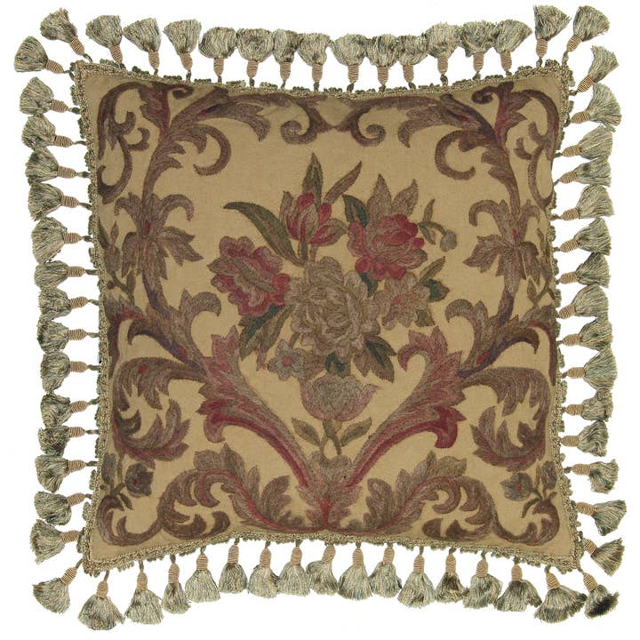 Hand-Embroidered Decorative Pillow for wholesale by Provence Home