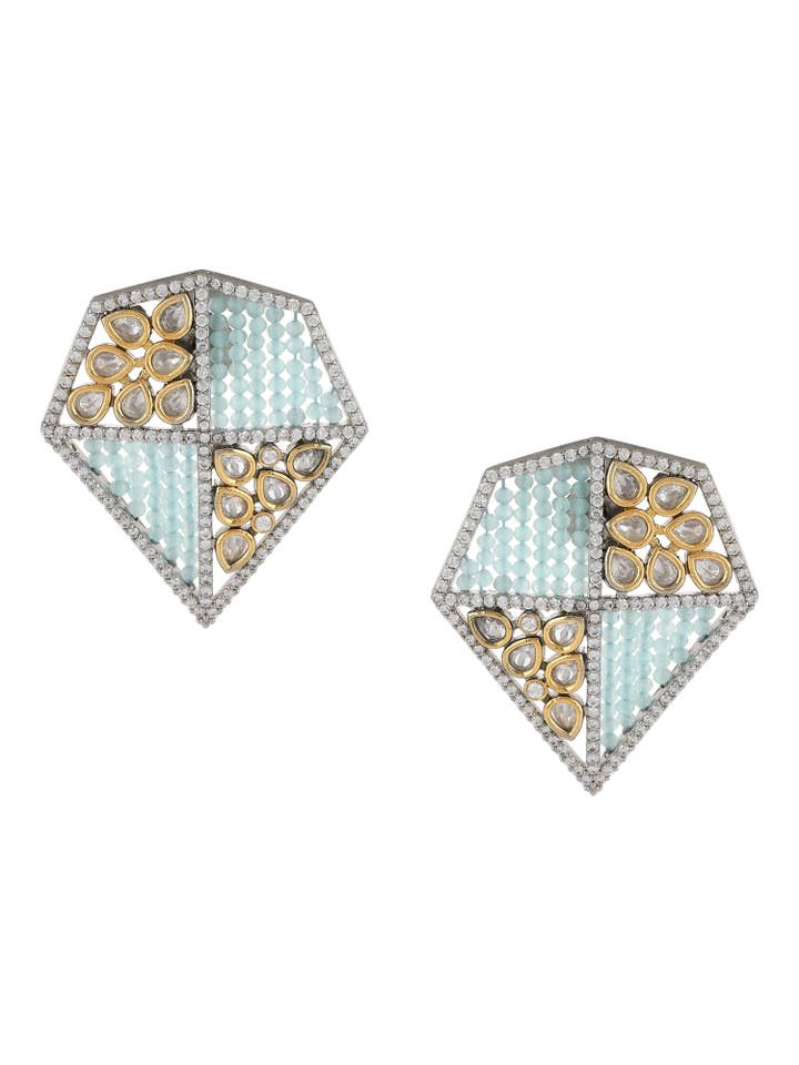 Brincos Kundan Onyx por atacado de Ritu Singh