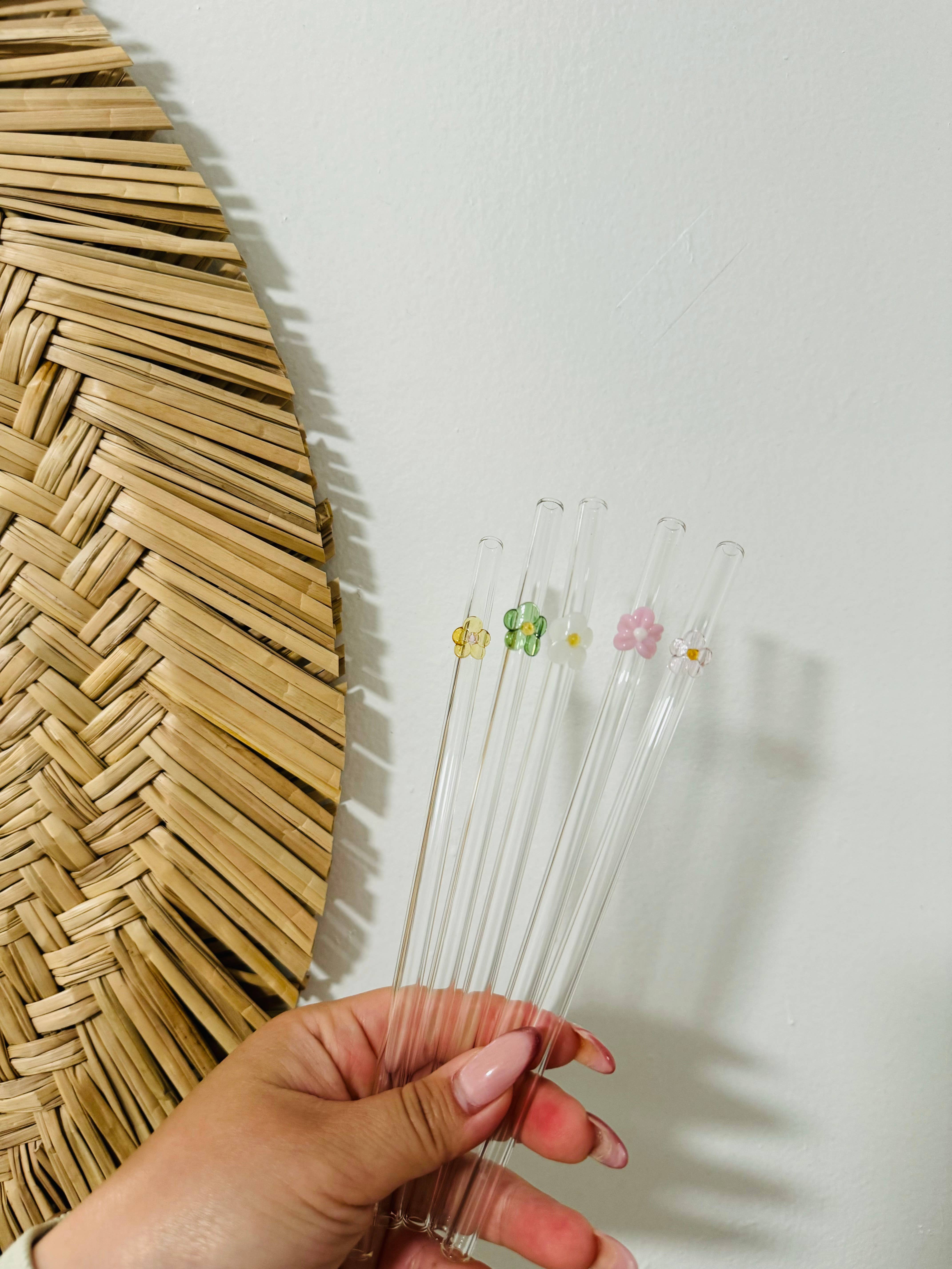 KuriArt Designs - Vente Paille - Pailles en verre à fleurs | Pailles en verre réutilisables6
