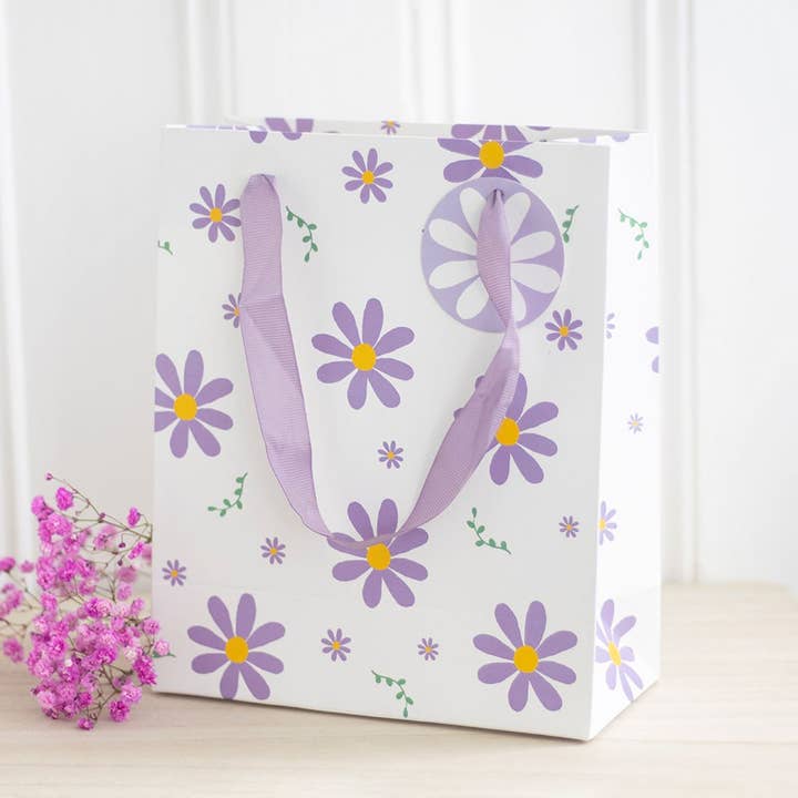 Something Different Wholesale - Wholesale Gift Bag - 23cm Medium Purple Daisy Gift Bag