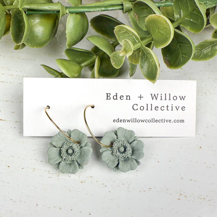 Eden + Willow Collective - Wholesale Hoop Earrings - Poppy Hoop Polymer Clay Earring, Handmade Lightweight 2
