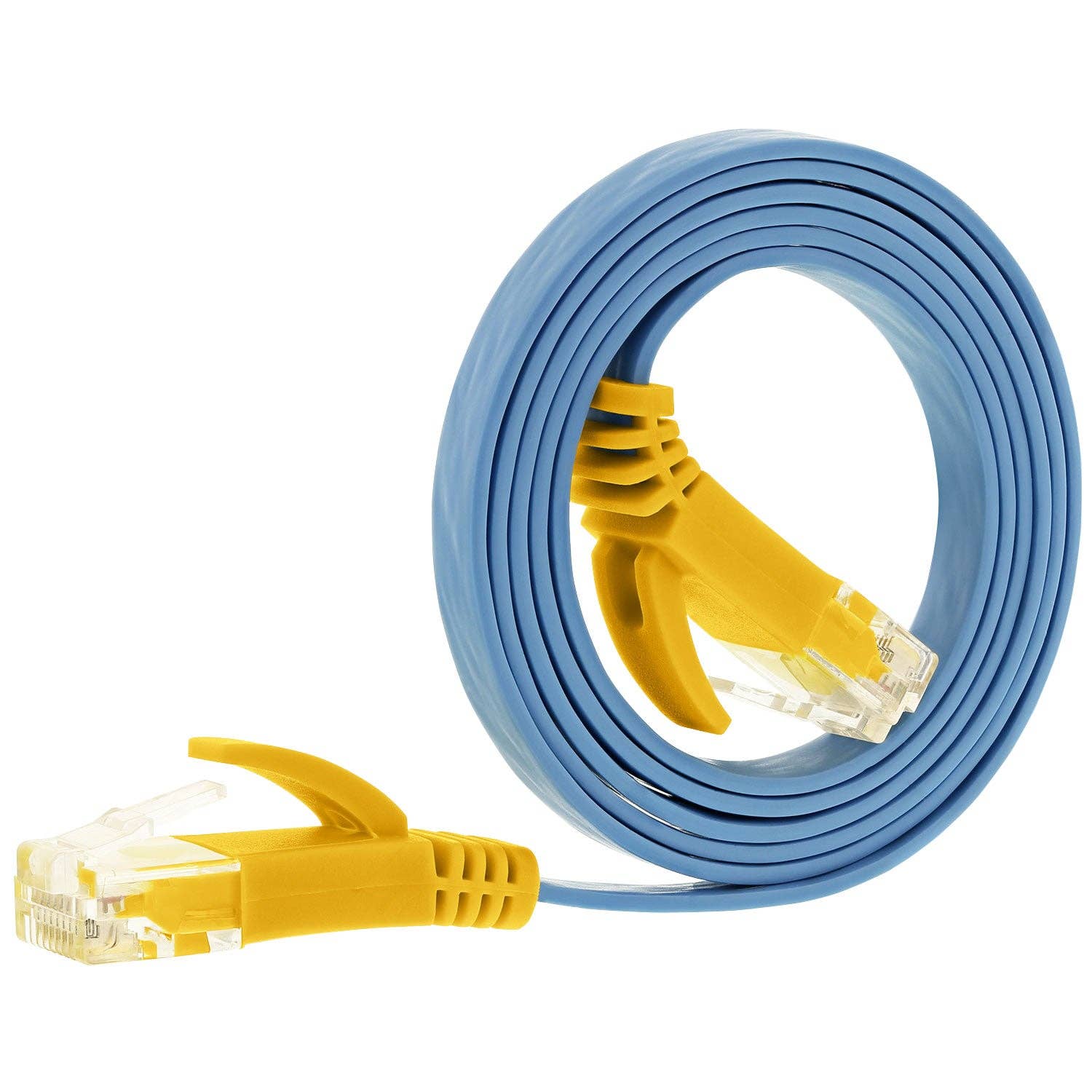 Fosmon - Wholesale Cord - 3ft Cat5e Flat Network Ethernet Patch Cable -Light Blue0