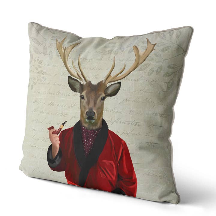 FabFunky Ltd - Wholesale Throw/Decorative Pillow - Deer in Smoking Jacket Stag Fall Pillow Garden Cushion2