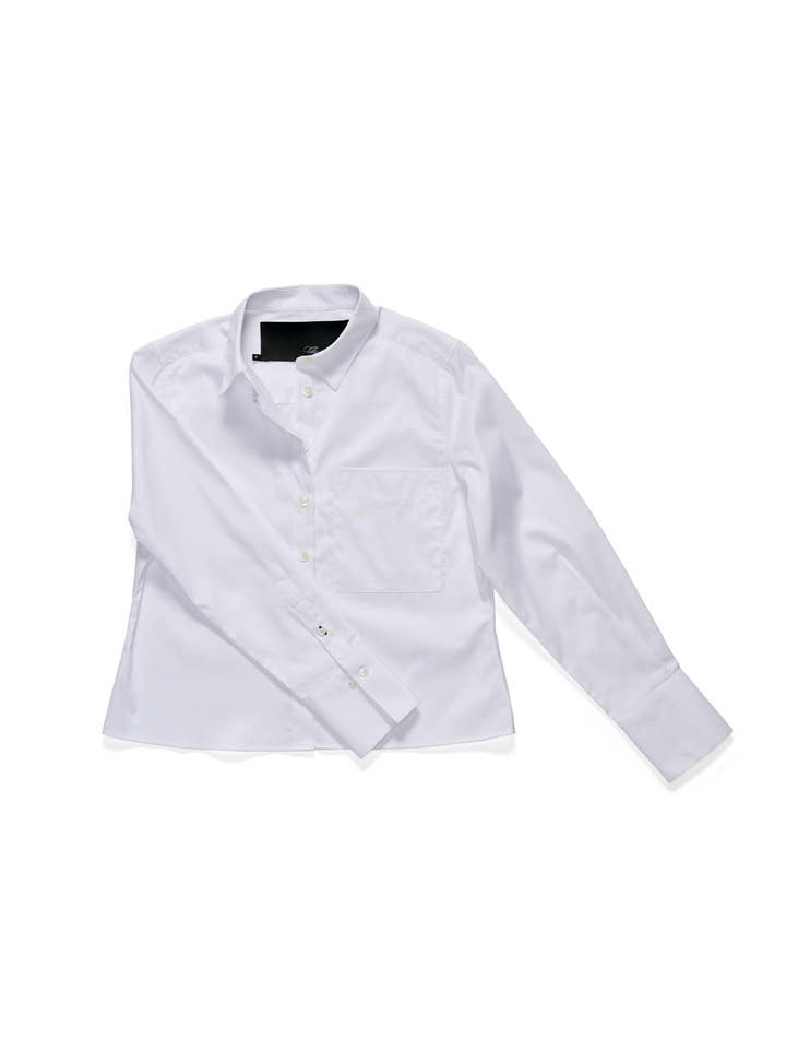 Claridge + King - Wholesale Button Down Shirt - Women's - The Crop Shirt in Crisp White3