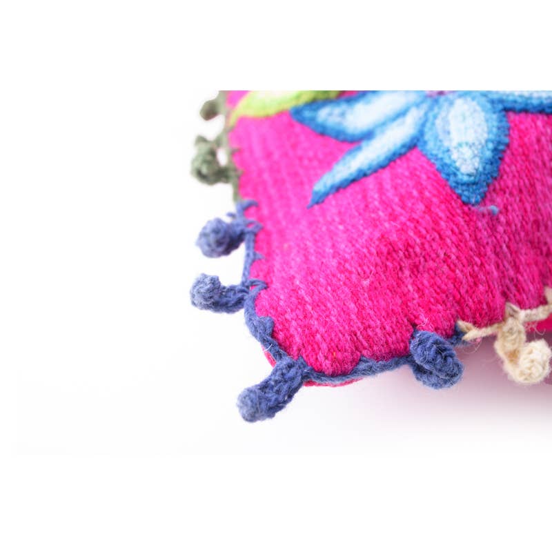 Galiatea - Wholesale Throw/Decorative Pillow - Pink Alpaca Fiber Pillow with Blue Flowers5