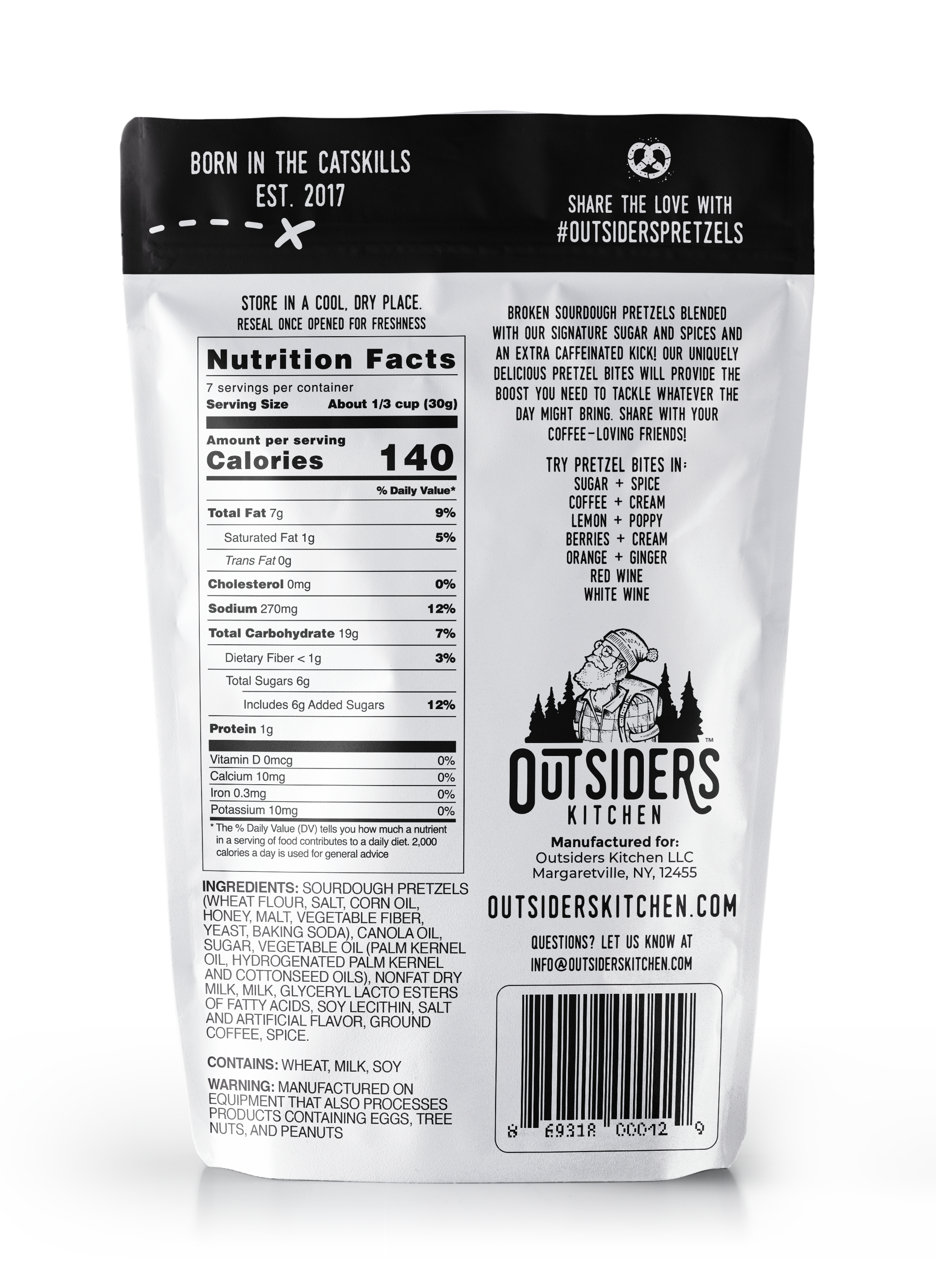 Outsiders Kitchen - Wholesale Pretzels - Coffee + Cream Sourdough Pretzel Bites Snack | Case of 241