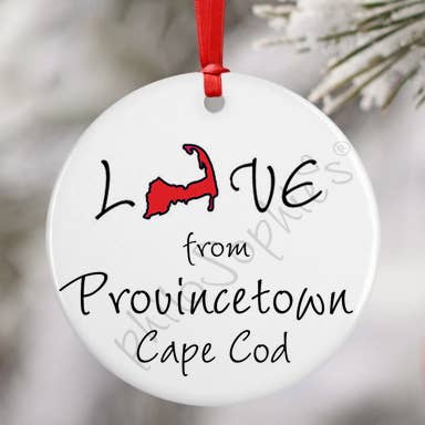 philoSophie's Stationery & Gifts - Wholesale Ornament - Love from Cape Cod - Name Drop Christmas Ornament, Cape1