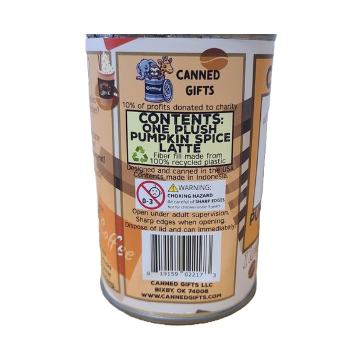 Canned Gifts – wholesale Skämtpresent/liten present – Pumpkin Spice Latte gosedjur på burk - kaffe som present4