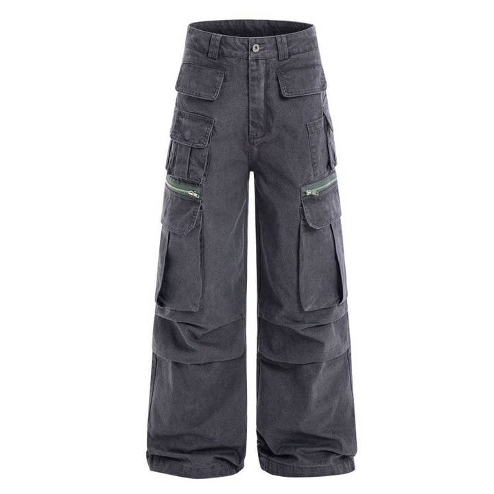 Multi-Pocket Parachute Cargo Pants Cotton Unisex for wholesale by Sheer Trend