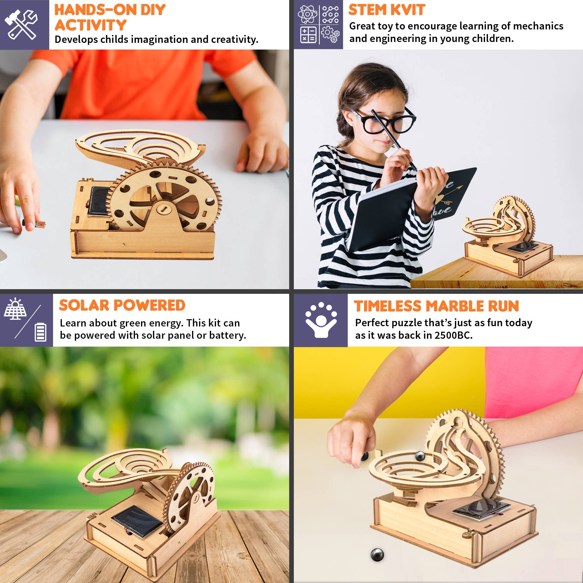 SmartsToy - Wholesale Wood Toy - Kids - Solar Wooden Marble Runs For Kids 8-12 3D Puzzles for Kids A3