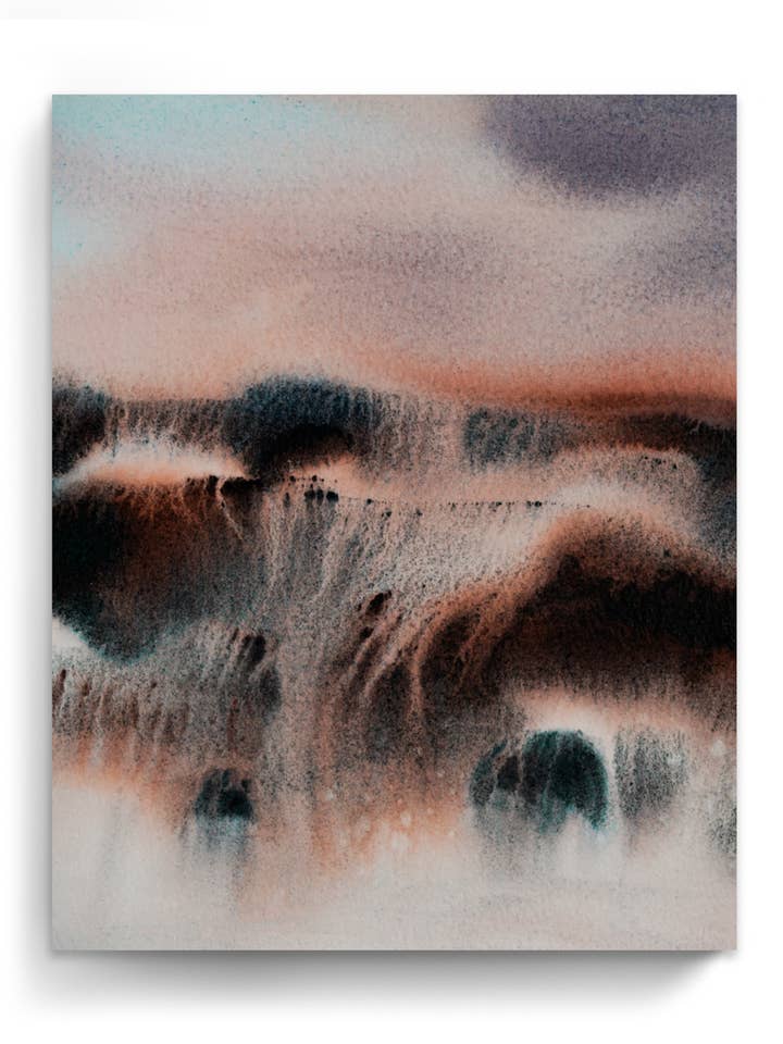 Landschap Wandkunst Prints Losse Abstracte Aquarel Papier & Canvas | Rode Velden van New England voor wholesale door Marta Spendowska